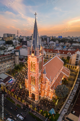 December 16  2023  panoramic view of Tan Dinh church in Ho Chi Minh City  Vietnam during sunset