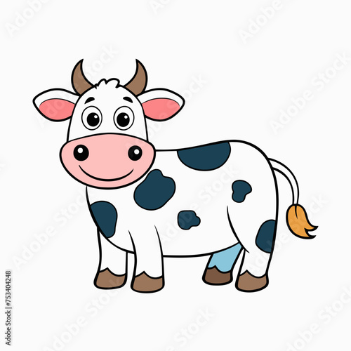 Cow, heifer, ladybird, pet, vector, illustration, draw, cartoon, pretty, cute
