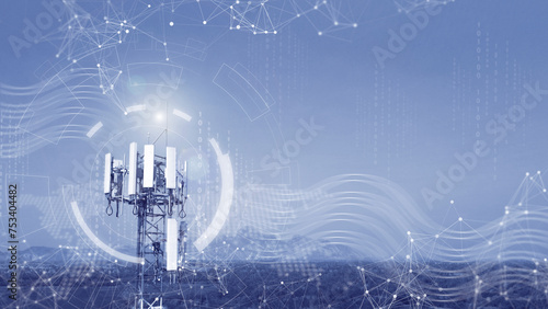 Canvas Print Telecommunications tower with 5G transmitter