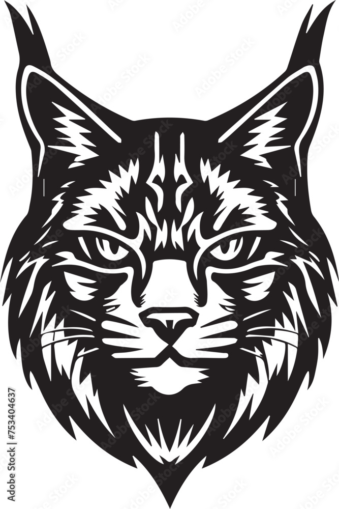 Bobcat silhouette face logo on white background Bobcat silhouette face logo on white background