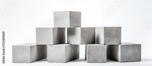 Abstract concrete cubes on white background