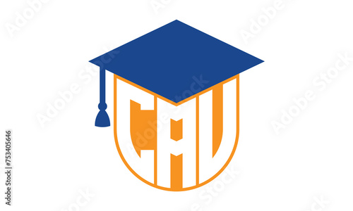 CAV initial letter academic logo design vector template. school college logo, university logo, graduation cap logo, institute logo, educational logo, library logo, teaching logo, book shop, varsity	