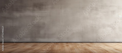 Texture of wooden floor and smoothed exposed concrete wall