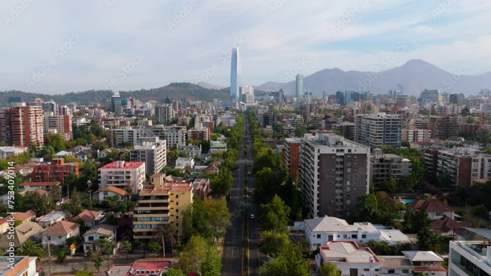 Santiago Chile panorama view from Providencia buildings and streets Santiago Chile panorama view from Providencia buildings and streets
