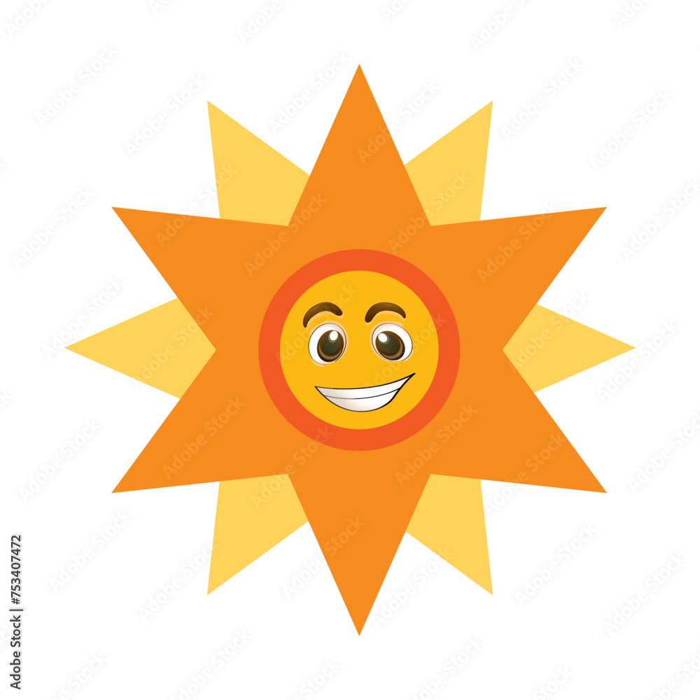 Geometric Smiling Sun Icon