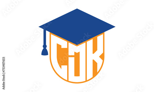 CDK initial letter academic logo design vector template. school college logo, university logo, graduation cap logo, institute logo, educational logo, library logo, teaching logo, book shop, varsity	 photo