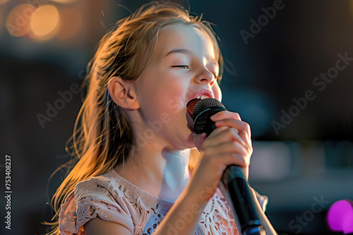 girl kid singing with a mic © Kien