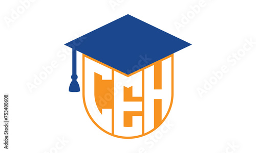 CEH initial letter academic logo design vector template. school college logo, university logo, graduation cap logo, institute logo, educational logo, library logo, teaching logo, book shop, varsity	 photo