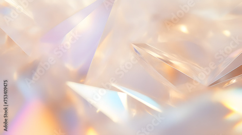 多彩な輝きを放つクリスタルのキラキラ抽象背景（ベージュ系）