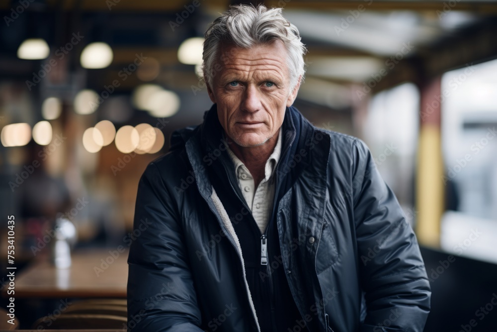 Portrait of a senior man with grey hair wearing a jacket. Portrait of a senior man with grey hair wearing a jacket.