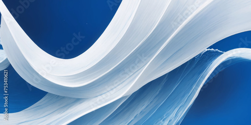 Abstract blue and white water ocean wave and curved line background. Blue wave with liquid fluid ocean texture. Ocean wave banner background.