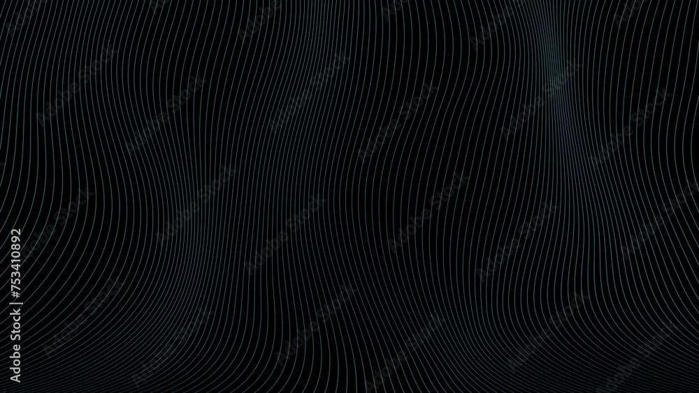 Abstract curved wavy lines loop motion on black background. Abstract curved wavy lines loop motion on black background.