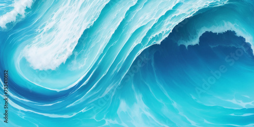 Blue ocean wave background. Blue and white water ocean background. Wavy line background. Hand drawn watercolour ocean background. Vector illustration.