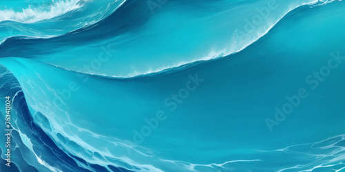 Blue ocean wave background. Blue and white water ocean background. Wavy line background. Hand drawn watercolour ocean background. Vector illustration.