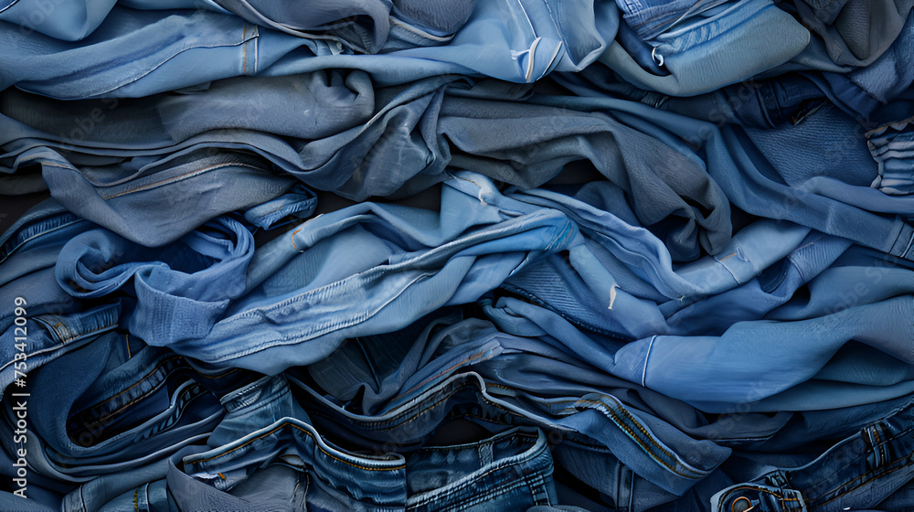 Blue denim jeans background canvas  - obrazy, fototapety, plakaty 