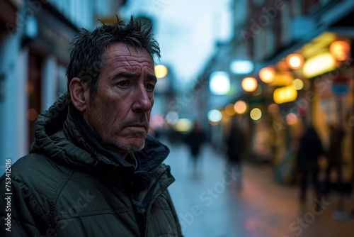 Portrait of a senior man in the streets of London at night