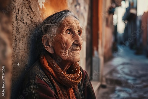 Portrait of an old woman in the streets of Kathmandu  Nepal