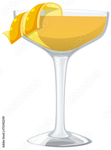 Vector graphic of a cocktail with lemon garnish