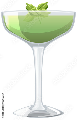 Vector graphic of a green mint cocktail in glass