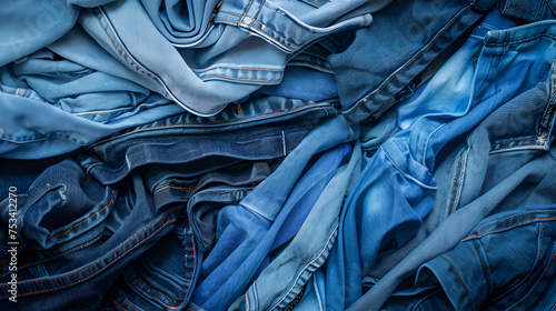 Blue denim jeans fabric background canvas photo