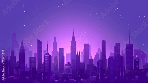 Pink twilight embracing a minimalist city  Iconic silhouettes cast in a surreal flat design skyline illustratio