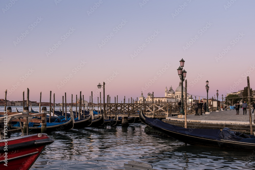 View of the Riva degli Schiavoni, a monumental waterfront in Venice, located in the sestiere of Castello and extending along the San Marco basin