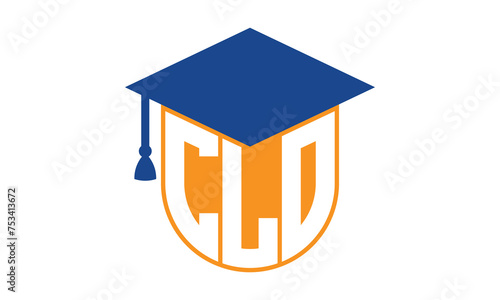 CLO initial letter academic logo design vector template. school college logo, university logo, graduation cap logo, institute logo, educational logo, library logo, teaching logo, book shop, varsity	