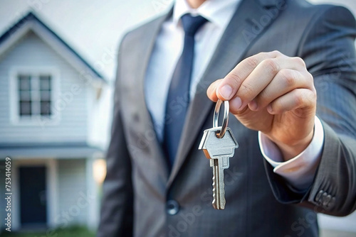 Close-up of Real Estate Agent's Hand Holding House Keys