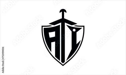 AI initial letter shield icon gaming logo design vector template. batman logo, sports logo, monogram, polygon, war game, symbol, playing logo, abstract, fighting, typography, icon, minimal, knife logo