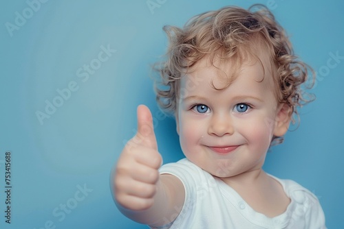 A toddler giving a thumbs up.