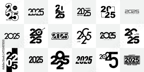 Big Set of 2025 number design template.