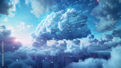 Realistic of data technology and communication, Futuristic of data cloud server