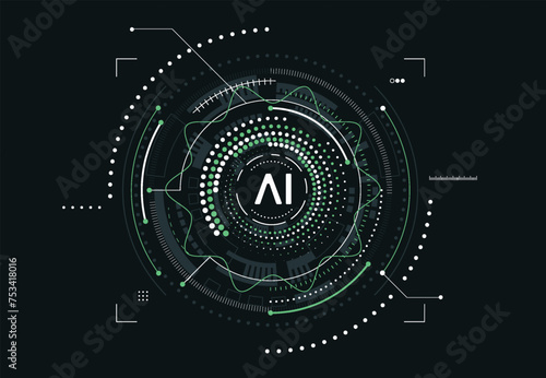 Artificial intelligence chipset on circuit board in futuristic concept technology artwork for web, banner, card, cover. Vector illustration