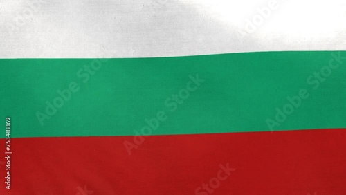 Bulgaria flag. Bulgarian flag waving in the wind. Full screen, flat, cloth material texture. National Flag. Loopable. Looping. CGI graphic animation HD photo