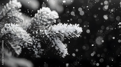 Black and White Snowflakes on Winter Tree Branches photo