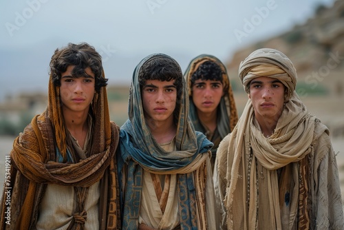 Four court servants of the king of Babylon from Israel - Daniel, Hananiah, Mishael, and Azariah. Biblical characters.