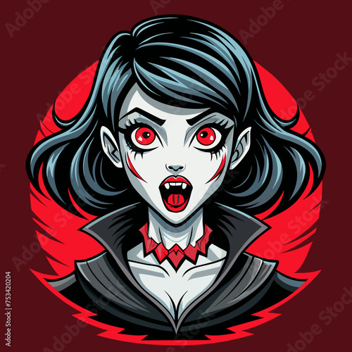 Tshirt sticker of a Eyes of Terror Attitude Horror Girl Design