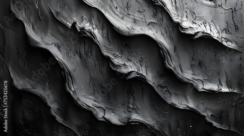 Black and White Wavy Painting in Zbrush Style, To provide a visually striking and unique piece of abstract art, perfect for adding a touch of modern