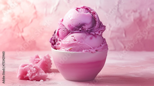 free space on the left corner for title banner with a pink ice cream