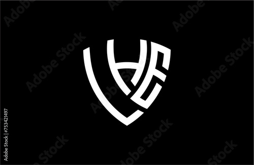 LHE creative letter shield logo design vector icon illustration photo