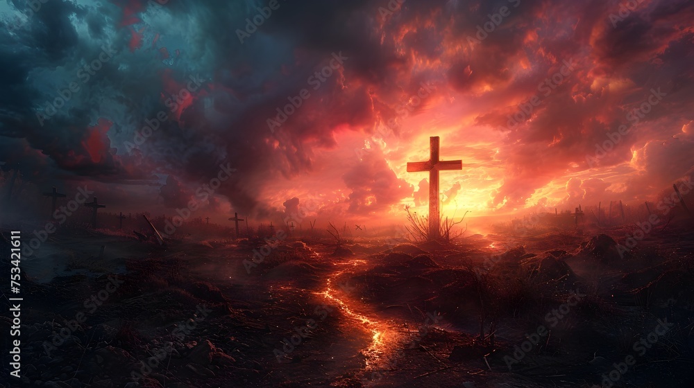 Naklejka premium Religious Background with Christian Symbols