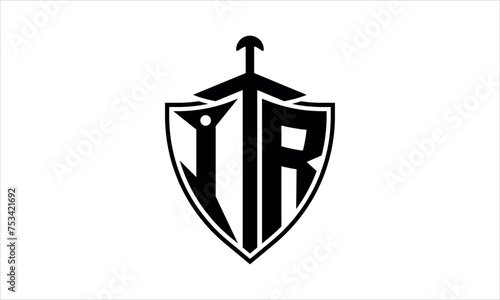 IR initial letter shield icon gaming logo design vector template. batman logo, sports logo, monogram, polygon, war game, symbol, playing logo, abstract, fighting, typography, icon, minimal, knife logo