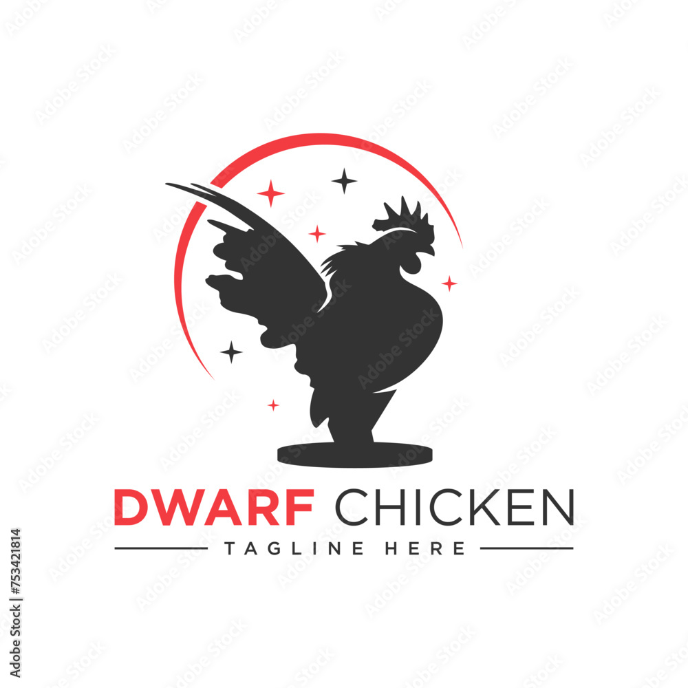 Fototapeta premium dwarf chicken illustration logo