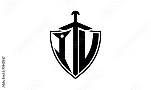 IV initial letter shield icon gaming logo design vector template. batman logo, sports logo, monogram, polygon, war game, symbol, playing logo, abstract, fighting, typography, icon, minimal, knife logo
