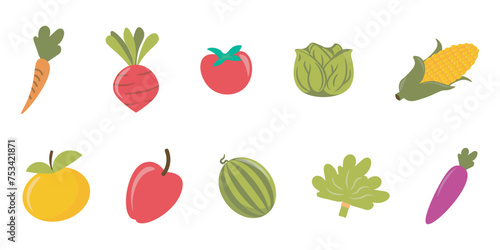 Fototapeta Naklejka Na Ścianę i Meble -  Fruit And Vegetable Elements