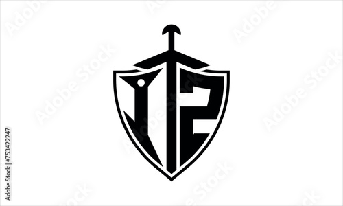 IZ initial letter shield icon gaming logo design vector template. batman logo, sports logo, monogram, polygon, war game, symbol, playing logo, abstract, fighting, typography, icon, minimal, knife logo