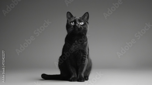 Black Cat Sitting Looking Camera, Desktop Wallpaper Backgrounds, Background HD For Designer