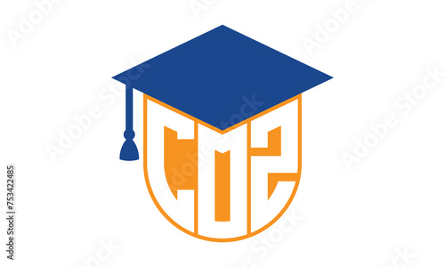 COZ initial letter academic logo design vector template. school college logo, university logo, graduation cap logo, institute logo, educational logo, library logo, teaching logo, book shop, varsity	