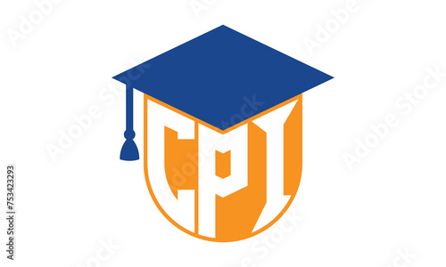 CPI initial letter academic logo design vector template. school college logo, university logo, graduation cap logo, institute logo, educational logo, library logo, teaching logo, book shop, varsity	