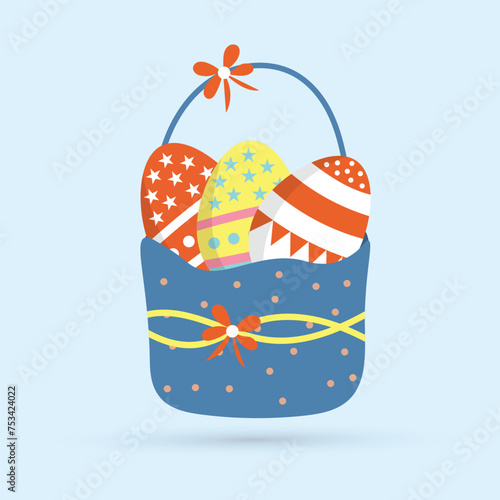 ester egg in the basket colorful eggs vector illustration